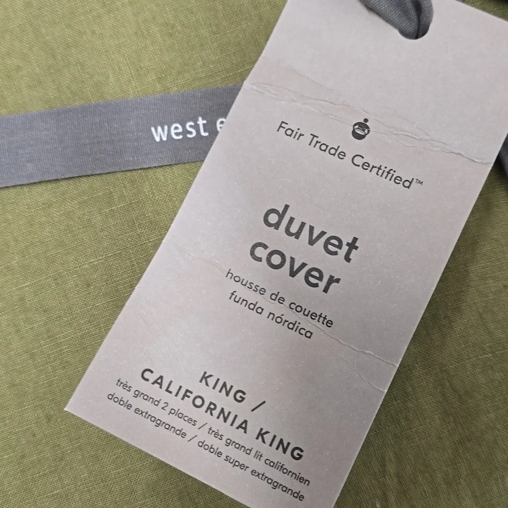 ❤️BUY 2 GET 1 FREE West Elm European Flax Linen Duvet Cover, Color Cedar
